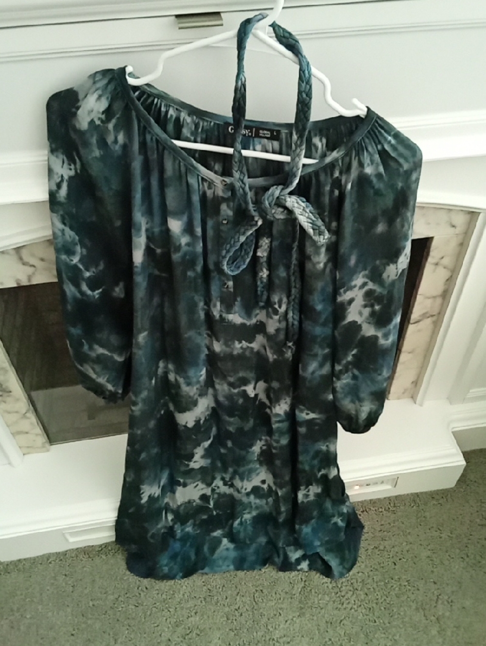Beautiful Silk Tie Dye Blouse W Braided Belt